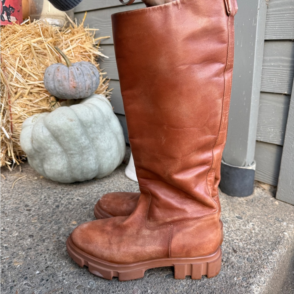 Free People Brown Knee-High Leather Boots